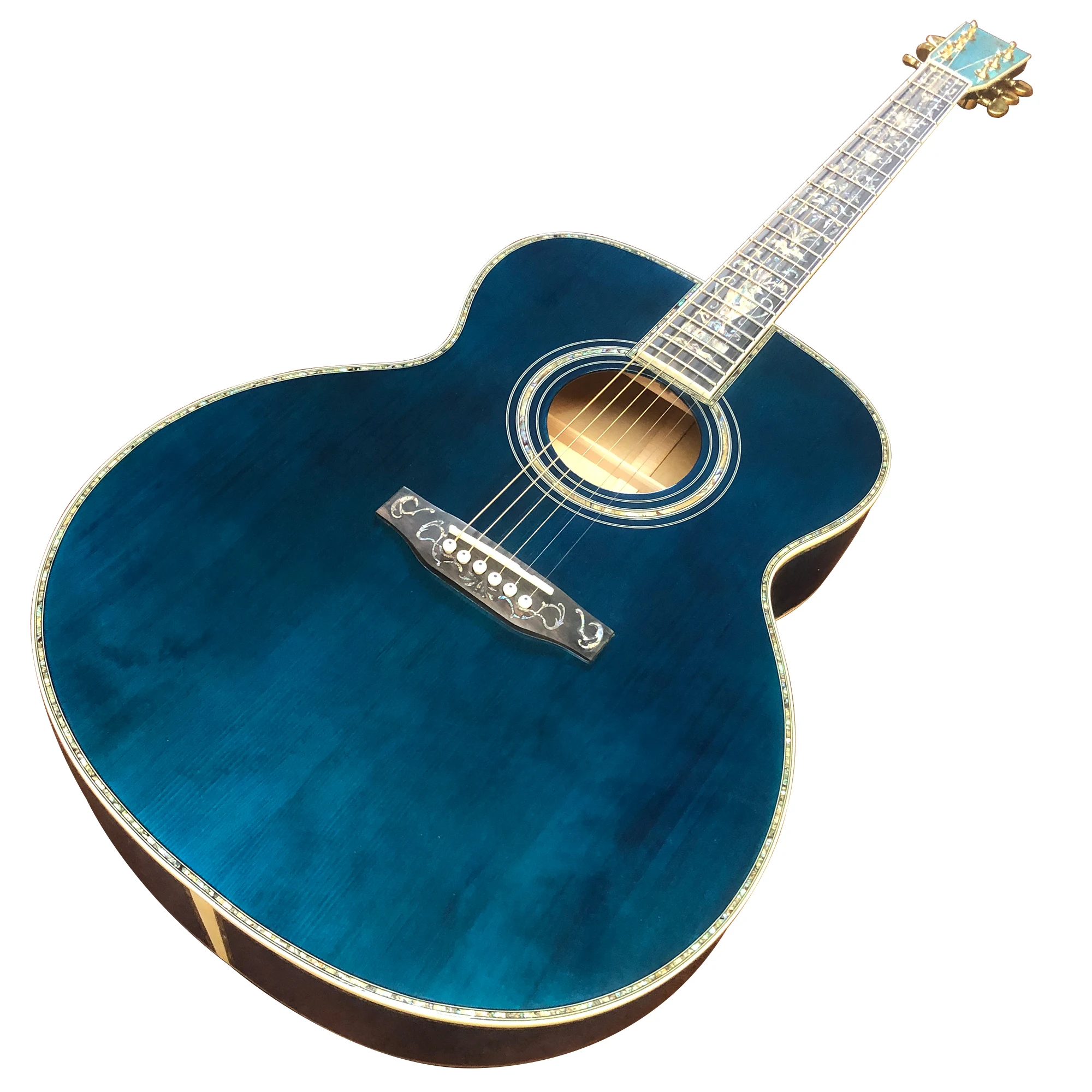 40 inch om45 blue purple painted real abalone inlaid with black finger acoustic guitar