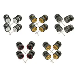 8 Pieces 1/64 Scale Wheels Simulation Model Car Wheels Tires with Round Rod Axles for Kids Boys Car Models RC Truck Accs