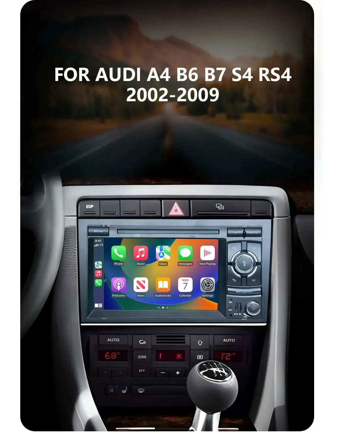 Carplay DSP IPS Android 13.0 8GB +128GB 8Core Multimedia Player GPS RDS Radio Bluetooth Wifi For Audi A4 B6 B7 S4 RS4 2002-2009