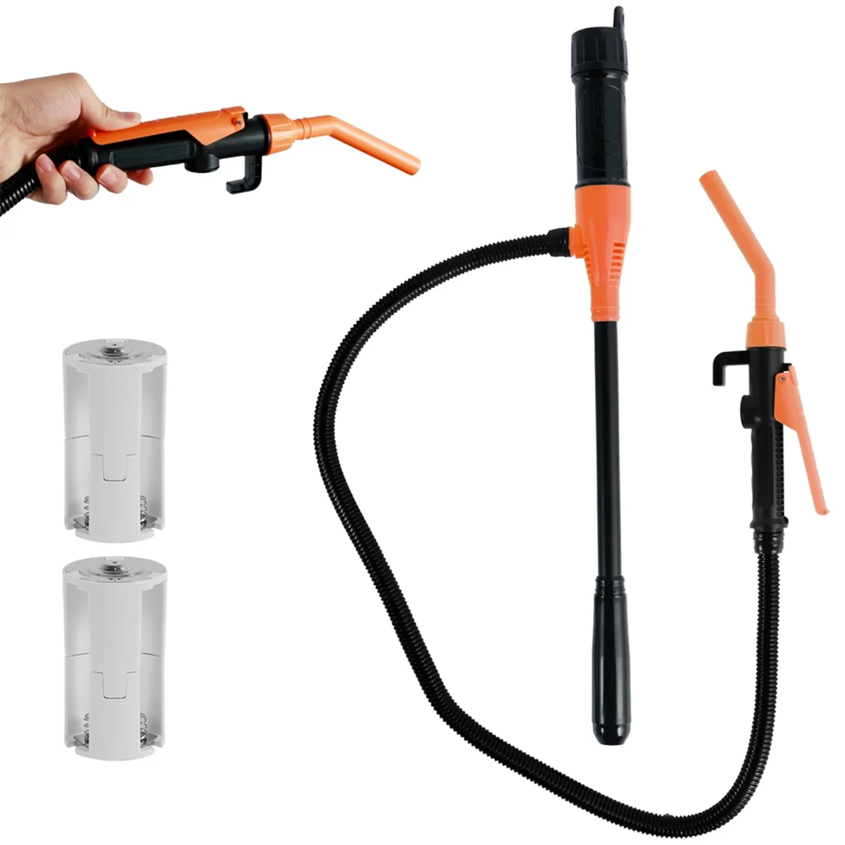 Liquid Transfer Pump Transfer Pump with Flow Control Nozzle 2.4 Gallons Portable Efficient Fuel Transfer Pump Orange