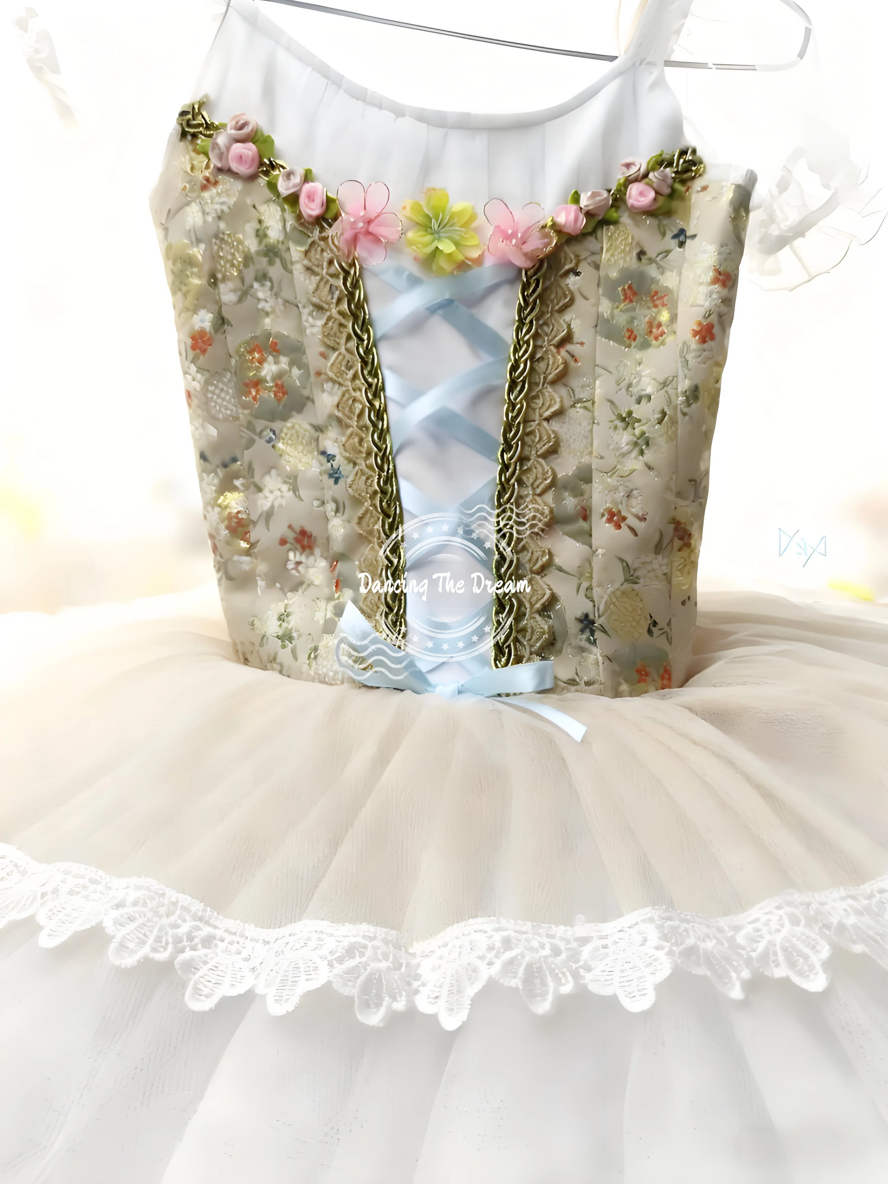 Bloemen verfraaide kanten touw trim ballet tutu jurk