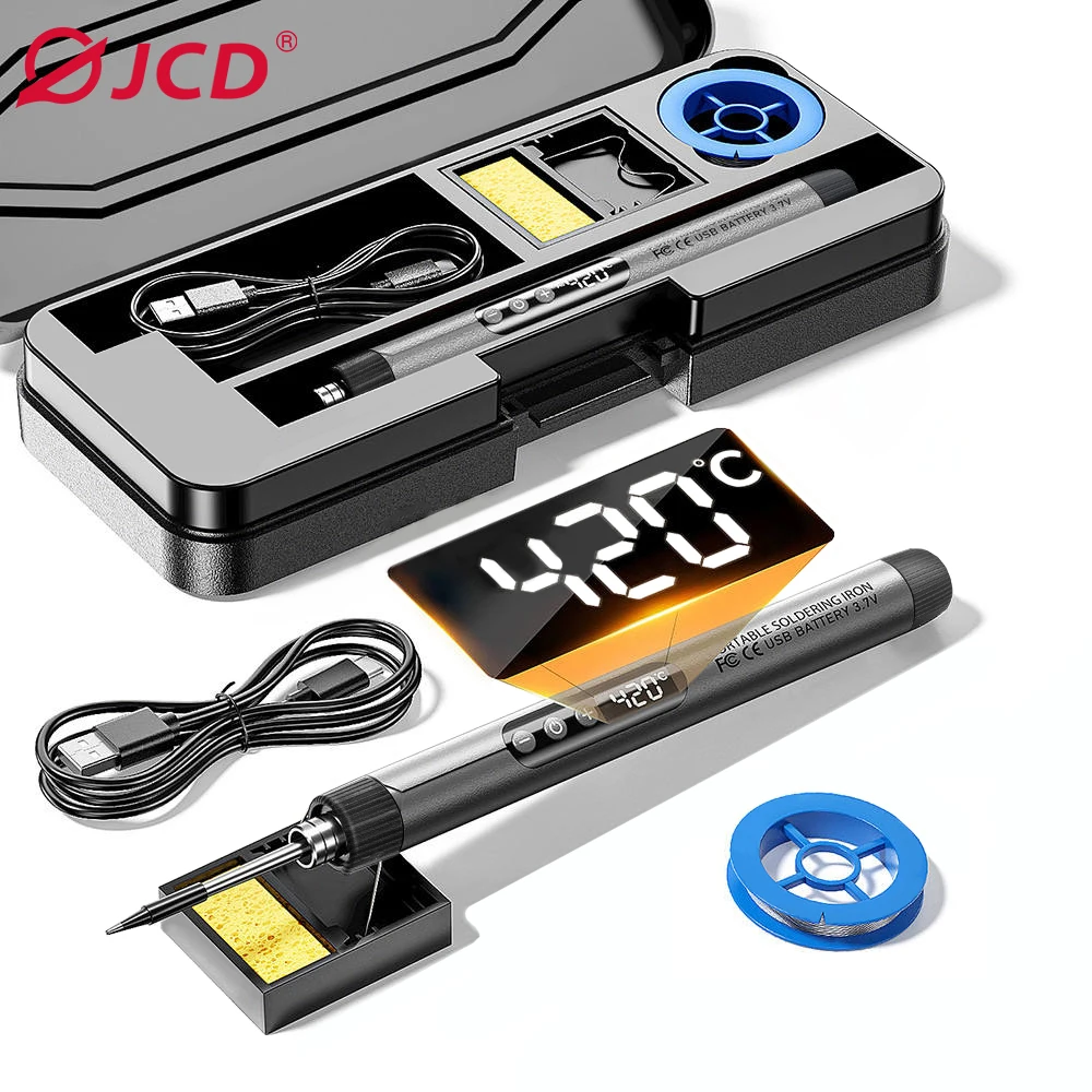 1PCS USB Adjustable Temperature Soldering Iron Mini Soldering Iron Set Portable Household LED Display Type-C Interface
