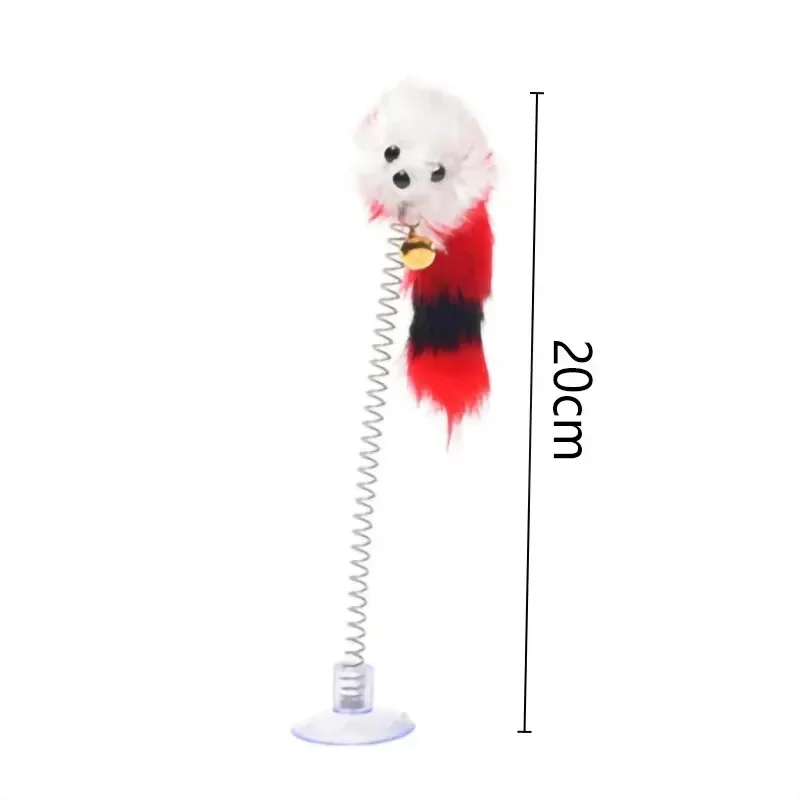 Pet Cat Toy Suction Cup Spring Mouse with Bell Toys Colorful Feather Rod Plush Ball Sisal Ball Cat Interactive Toys Pet Supplies