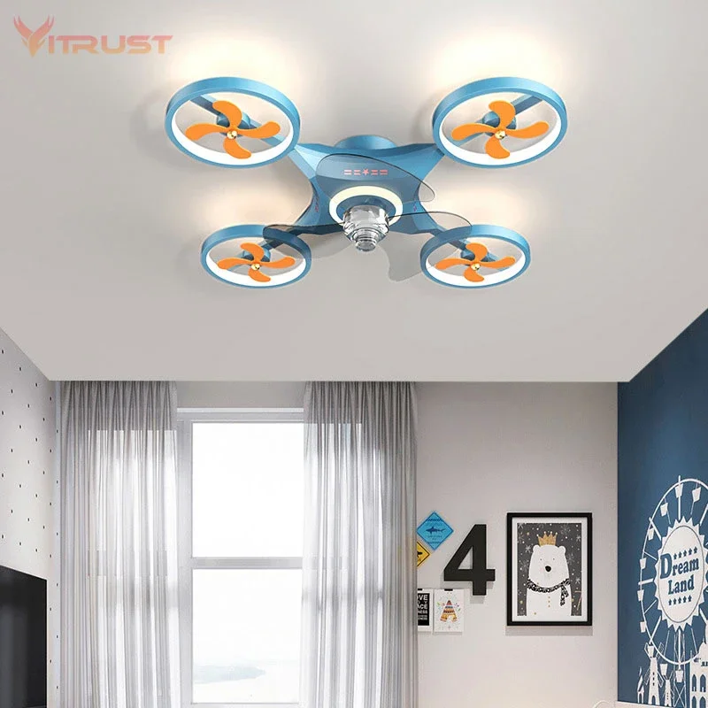 Creative Kids Bedroom Ceiling Fan with LED Light Baby room Bedroom LED Ceiling fans Lamp