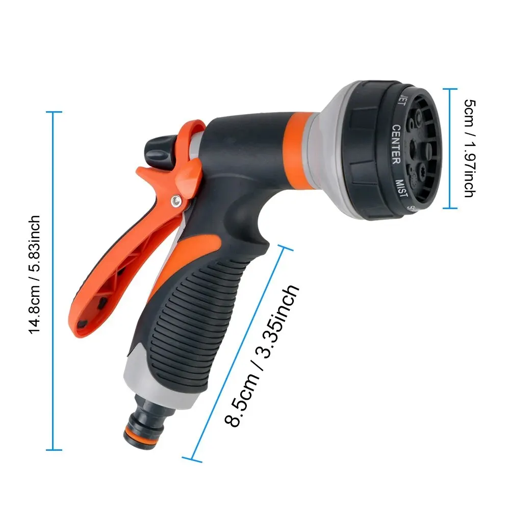 خرطوم رش فوهة لحديقة غسل السيارات 8 طرق رذاذ رذاذ الحديقة سقي متعددة الوظائف ارتفاع ضغط أداة المياه
