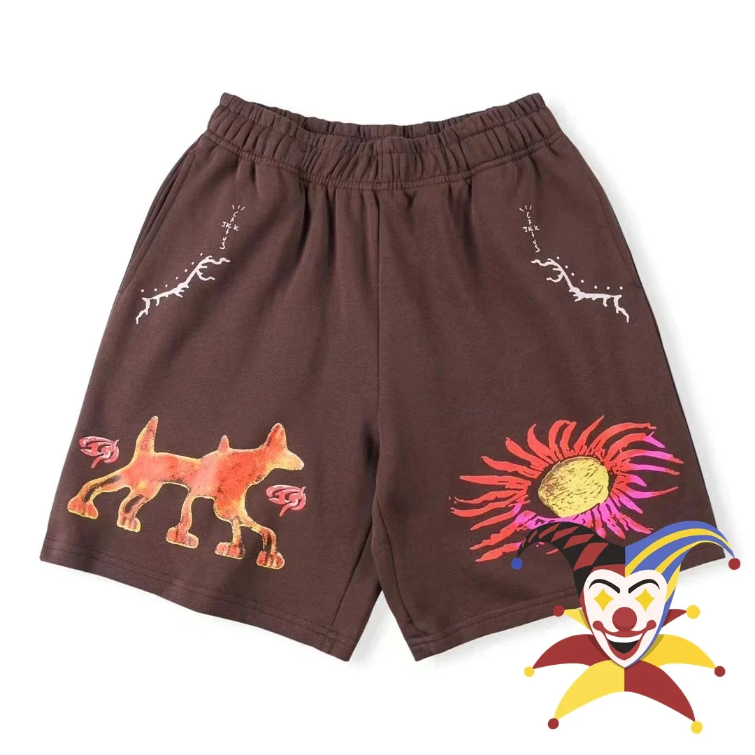 

Brown Cactus Jack Character Sun Shorts Men Women 1:1 High Quality Oversized Breeches