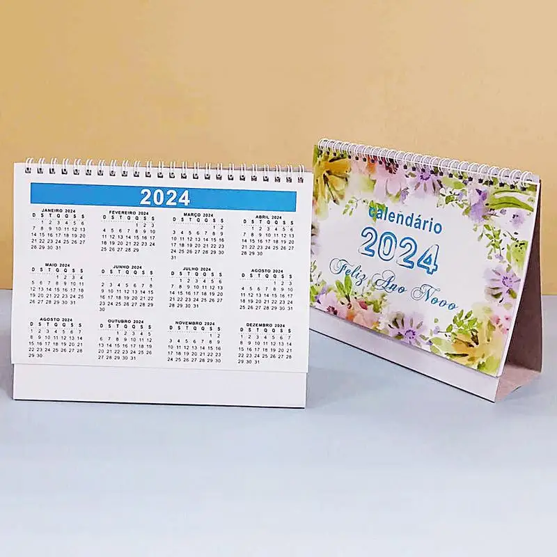 Table Landscape Calendar Monthly Desktop Calendar With Brazilian Flavor Theme 2024 Calendar With Minimalist Design With Thick