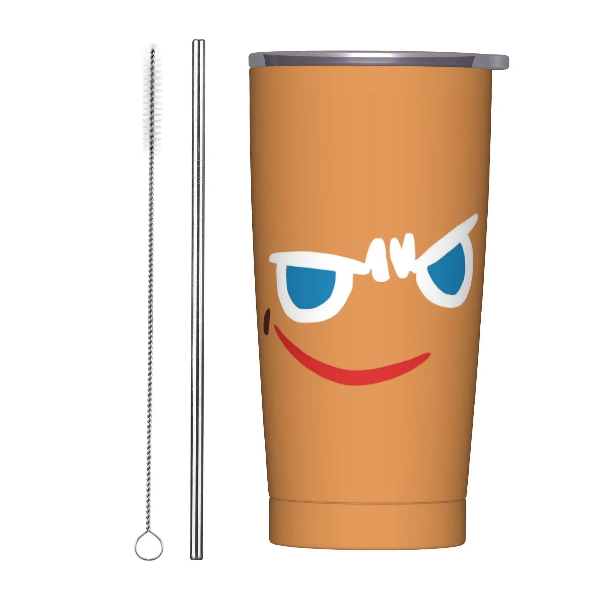 Gingerbrave Cursed Face Insulated Tumbler with Straws Lid Cookie Runs Kingdoms Game Stainless Steel Thermal Mug Bottle Cup, 20oz