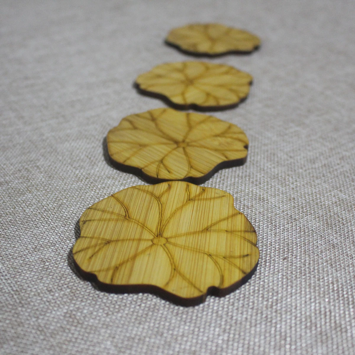 

6pcs Bamboo Coaster Handmade Drink Coasters Lotus Teacup Mat Glass Rustic Practical Home Kitchen Cafe Hotel Party