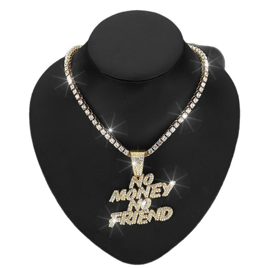 DIY accessories European and American hip hop full diamond letter pendant necklace pendant jewelry trendy men's Cuban chain coll