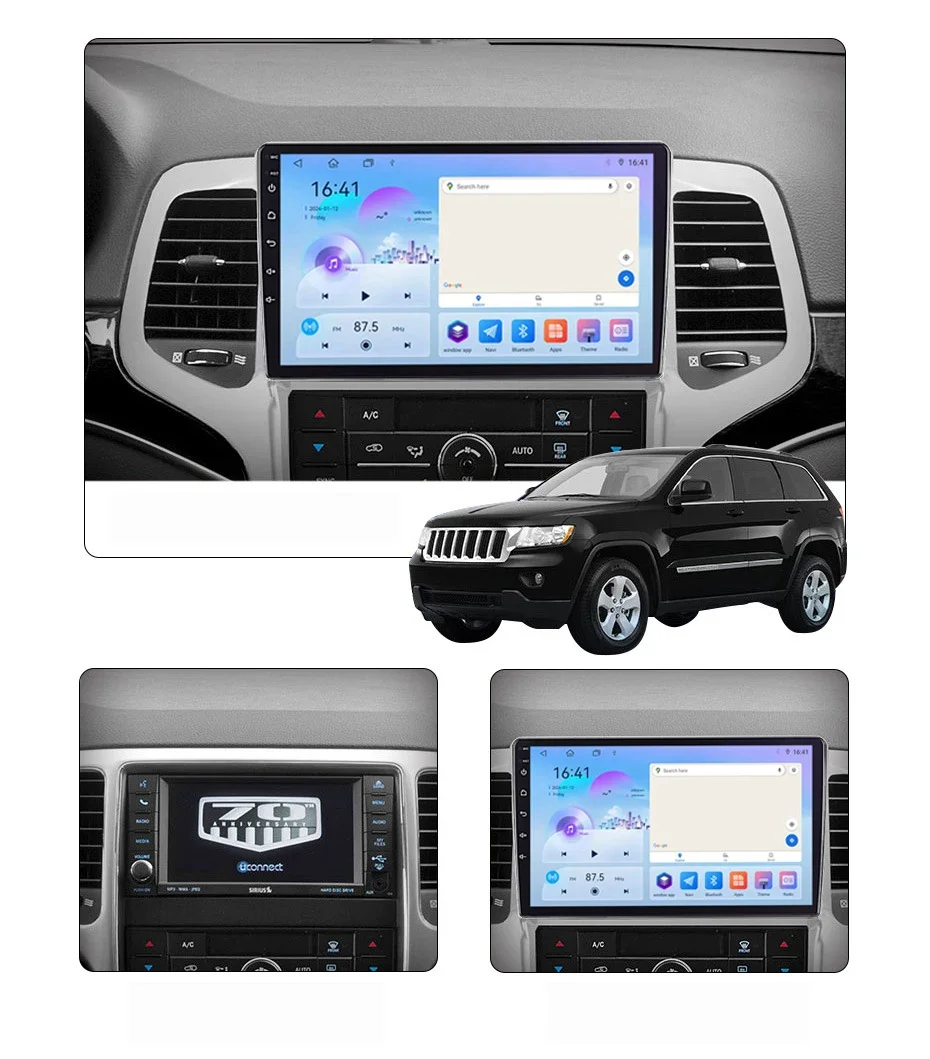 Car Radio for Jeep Grand Cherokee 2008-2013 Carplay Multimedia Player 2Din Stereo Autoaudio Android Head Unit DSP Navigation GPS