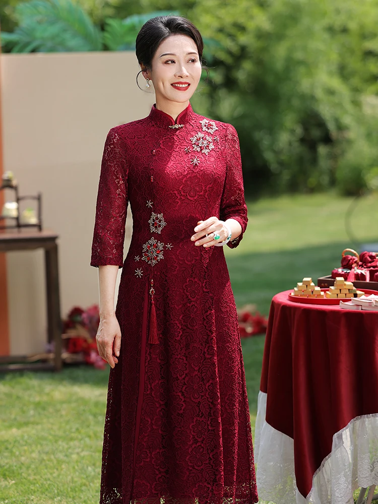 

Wedding Dr New 2026 Summer Lace Wedding Ceremony Mother in Law Dr Traditional Chinese Sle Women's Costume