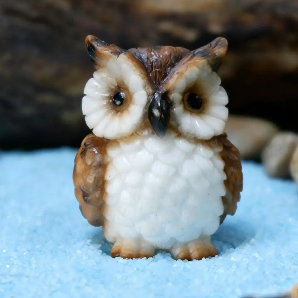 Kleine Raumdekoration Mini-Eulenfigur Harz-Ornament Winzige Figur für Terrarium Feengarten Bonsai Mikrolandschaft Kuchen