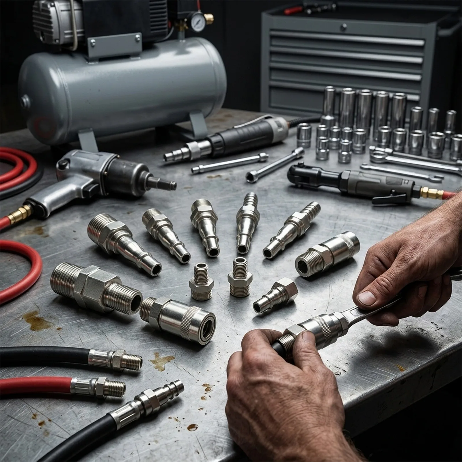 Air Hose Connector 1 4 In 3 8 for bsp Connectors Fittings Heat-treated Hardened Steel High Strength Connectors
