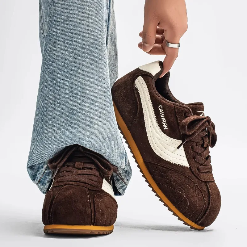 New Men's Retro Color Block Soft Sole German Trainer Shoes Non Slip Wear Resistant Hidden Height Increasing Casual Sports Shoes