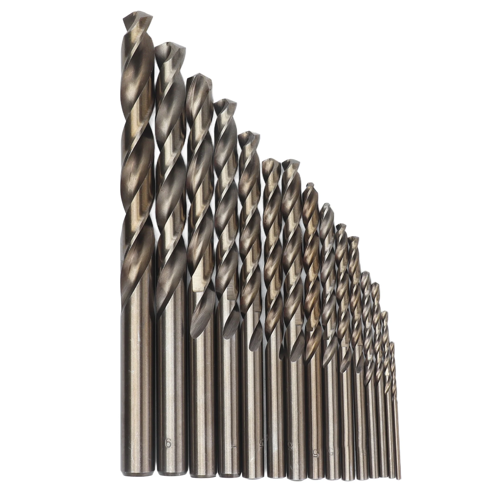 15Pcs Twist Drill Bit 135° Oxidized Gold Cobalt Drills Bits Set for Cutting Hard Metals