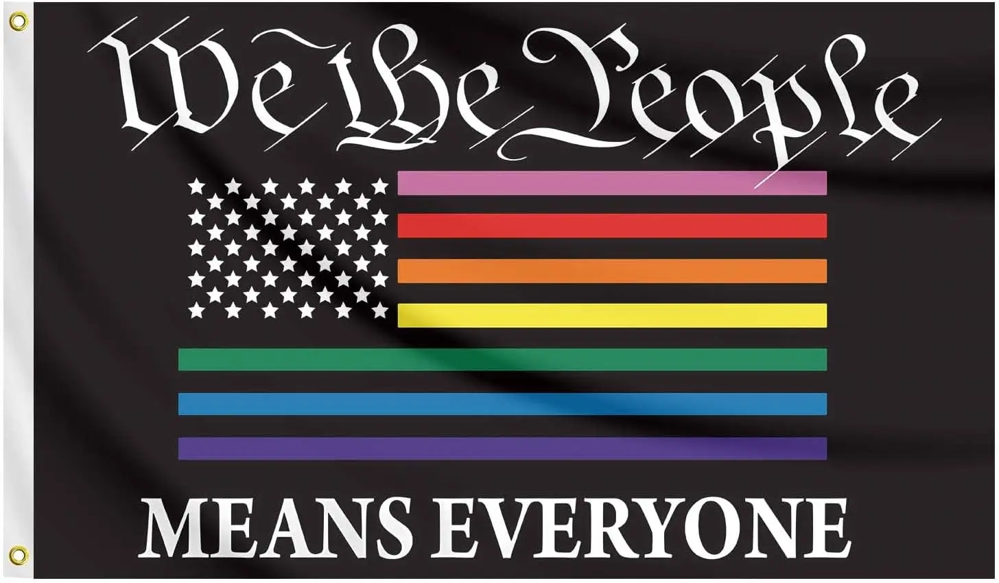 Flagicts 100% Polyester Rainbow Pride Flag We The People Means Everyone Gay LGBTQ Flags
