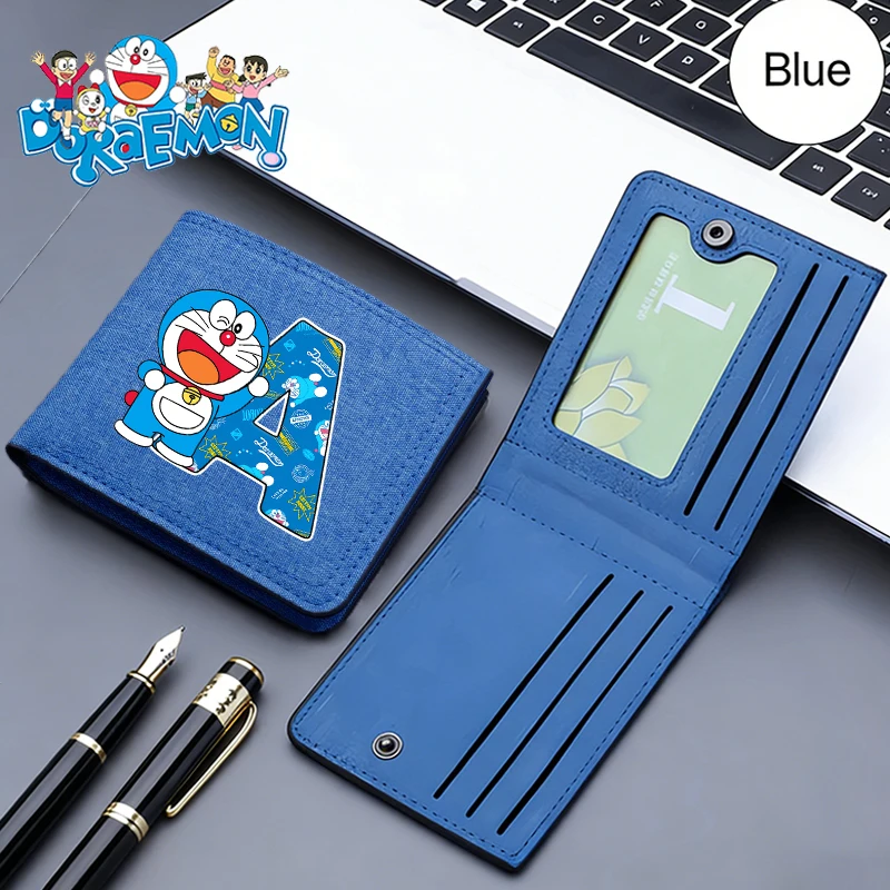 

Doraemon Men Short Wallet Woman Cartoon Nylon Wallet Portable Fashion Card Holder Anime Letter Print Coin Purse Birthday Gift