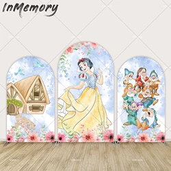 Disney Snow White Princess Arch Chiara Backdrop Cover for Girl Birthday Party Decoration Watercolor Seven Dwarf Wall Background