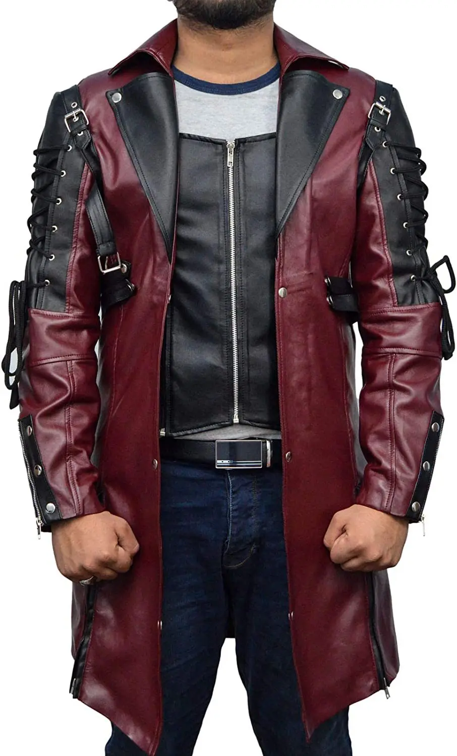 Disfraz medieval de Halloween para hombre, chaqueta de cuero de estilo gótico steampunk