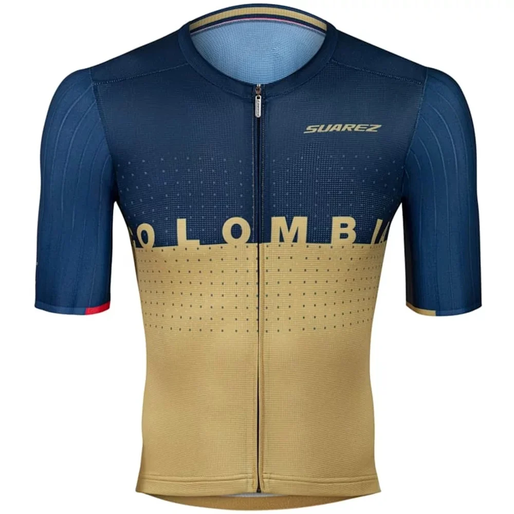 Colombia Team Men\'s  Cycling Short Sleeve Blue Breathable Jerseys Bicycle Ciclismo Maillot Sportwear MTb Mountain Bike Clothing