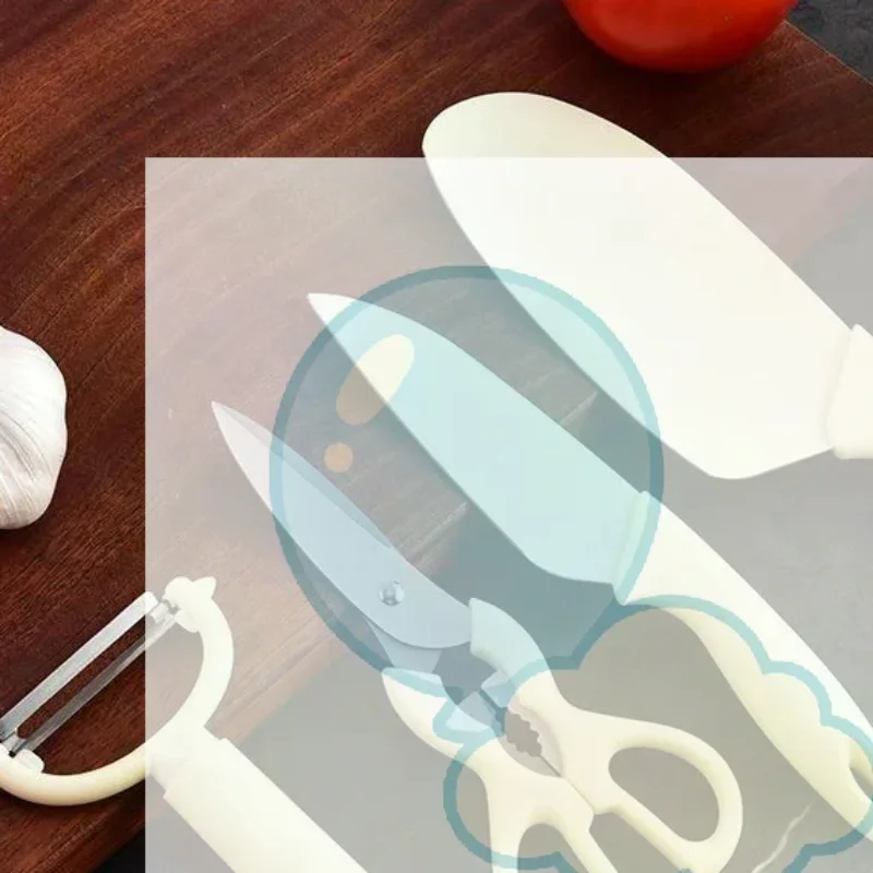 Stainless Steel Kitchen Knife And Scissors Five-Piece Set [Including Knife Holder] Complete Home Set