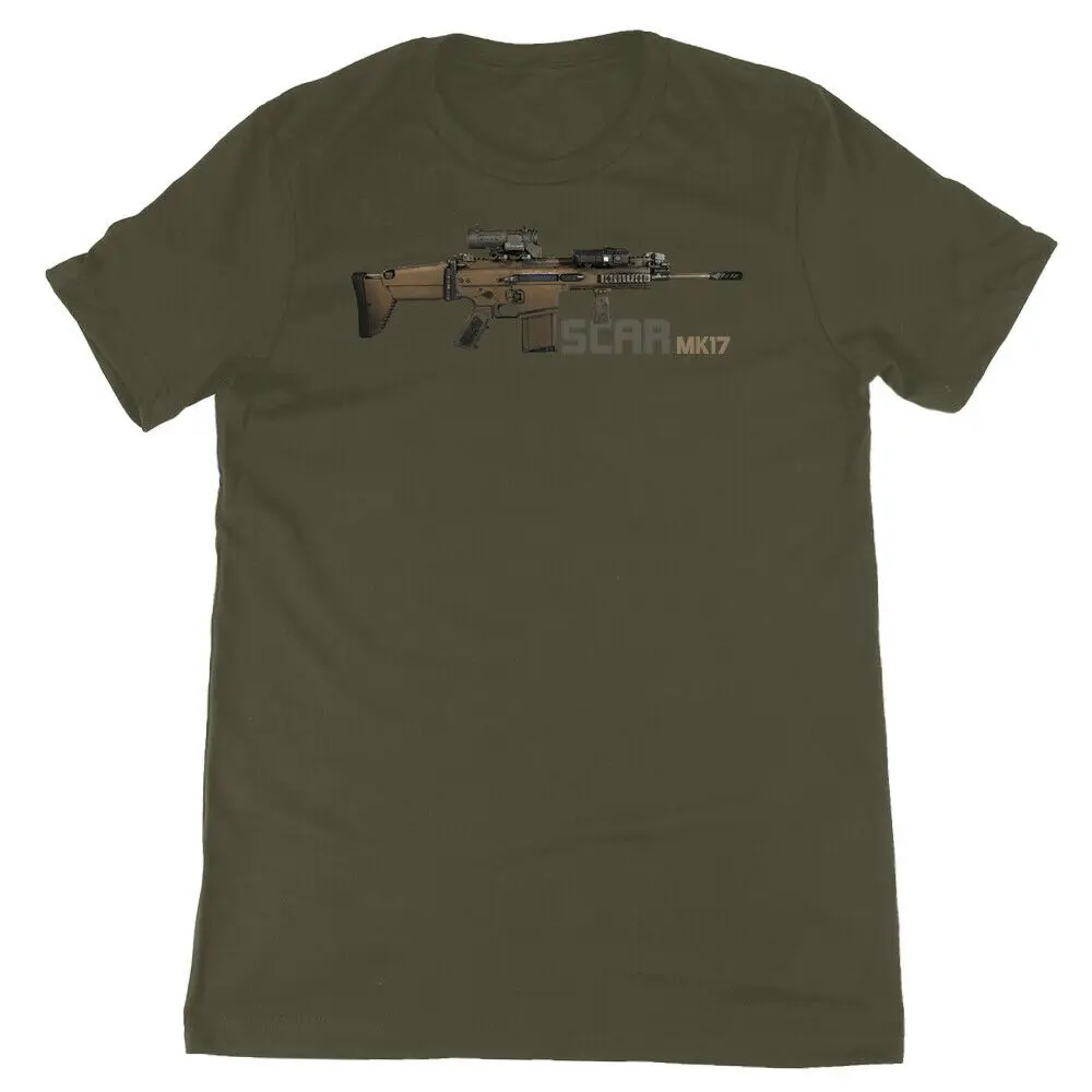 SCAR MK 17 Battle Rifle Graphic T-Shirt Premium Short Sleeve Tee Men\'s 100% Cotton Casual T-shirts Loose Top Size S-3XL