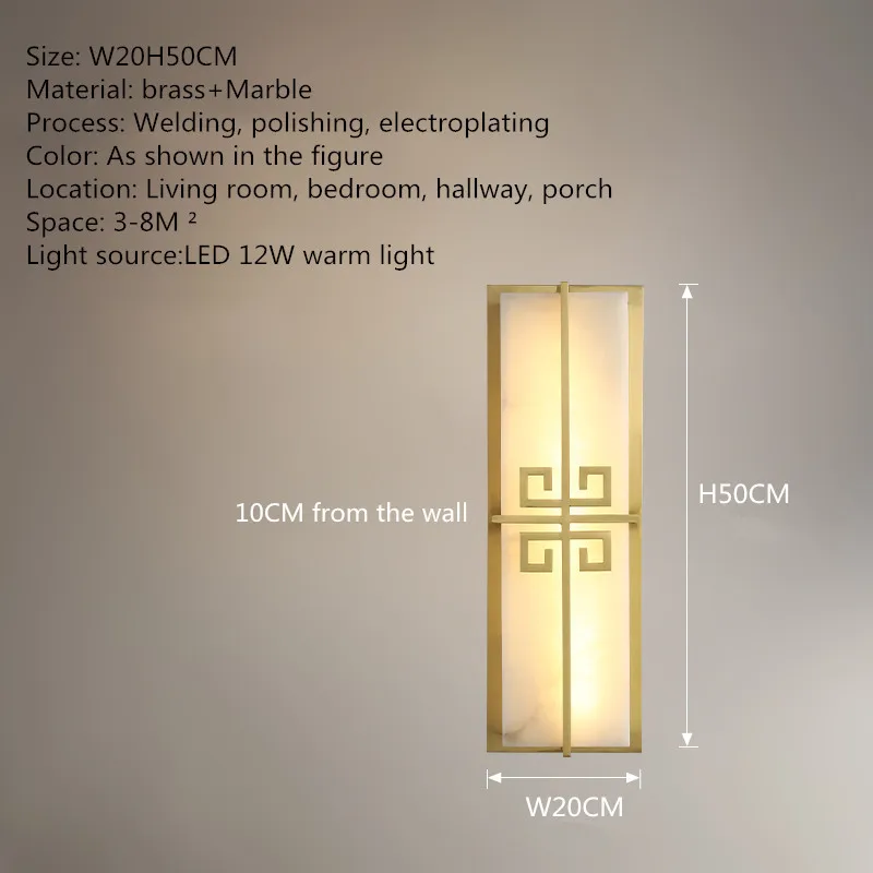 ULANI Brass Wall Light LED Modern Luxury Marble Sconces Fixture Indoor Decor for Home Bedroom Living Room Corridor