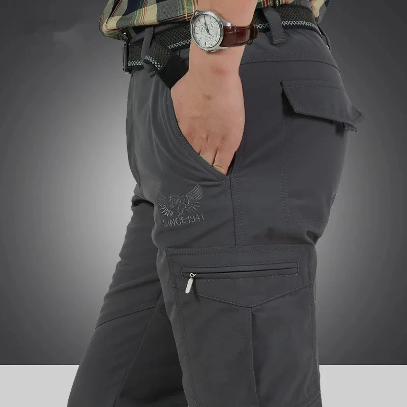 الرجال الشتاء الصوف السراويل التكتيكية الدافئة البضائع بانت الصيد سوفتشيل العمل بنطلون القرش الجلد سميكة الدافئة السراويل المقاومة للماء M-4XL #3