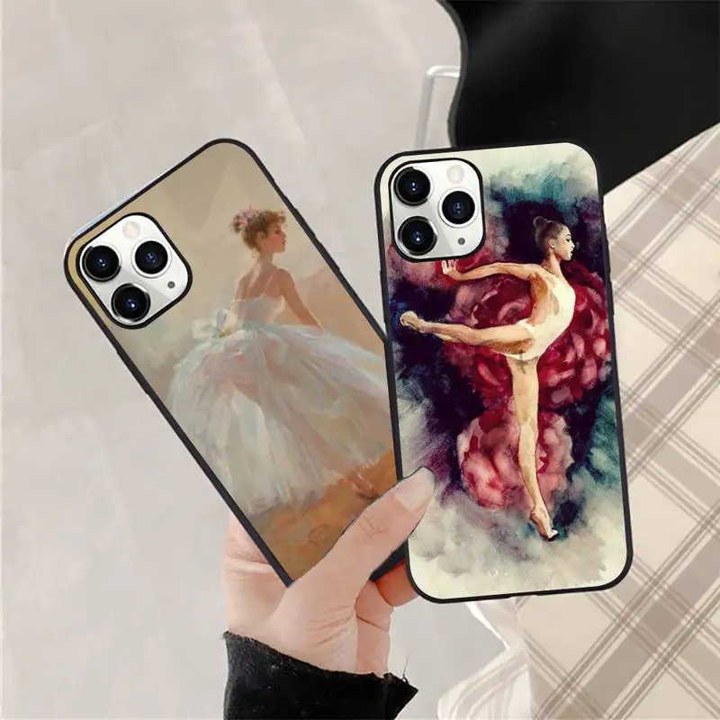 Love Gymnastics Oil Painting Phone Case For iphone 11 13 12 14 x xs xr pro max mini plus boys girls cover