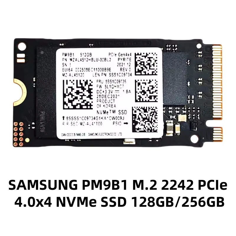 Samsung PCIe M.2 2230/2242 NVMe SSD BM9C1 512G, PM9B1 128G 256G, voor Xbox Surface Pro Steam Deck Dell HP Lenovo Laptop-OEM-pakket