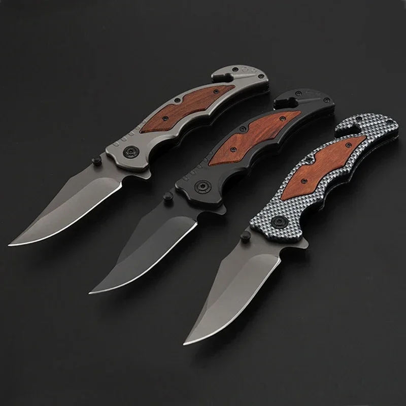 8.2'' Damascus Tactical Knife 58HRC Knives Pocket Folding Blade Knife 440C Titanium Steel Knifes Utility Camping Knife EDC Tools