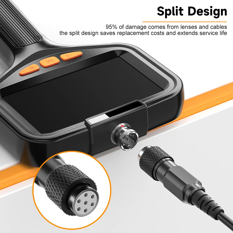 4.3'' Industrial Endoscope Dual Lens 2-100m Rigid Cable Hand-held IP67 Borescope Inspection Camera Detachable Design 1080P 8mm