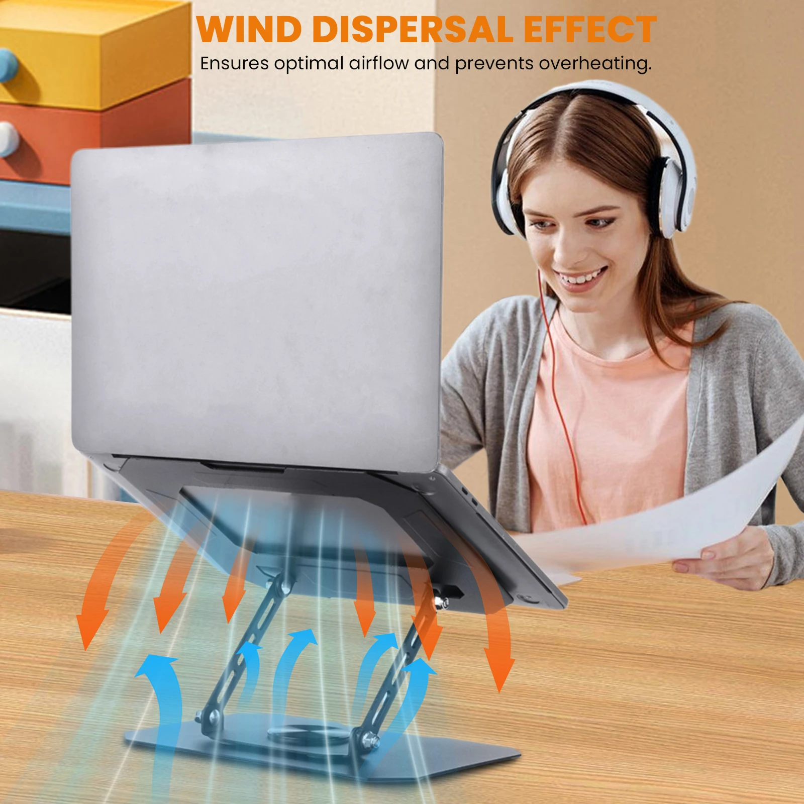 Foldable Laptop Riser Adjustable Portable Tablet Stand 360 Degree Rotatable Tablet Holder for Ipad Pro/Air/Mini