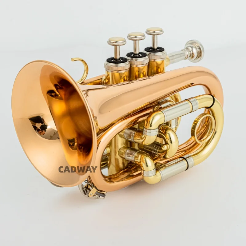Professional Vincent BACH Mini Pocket Trumpet Bb Flat Brass Wind Instrument with Mouthpiece Gloves Cleaning Cloth Carrying Case