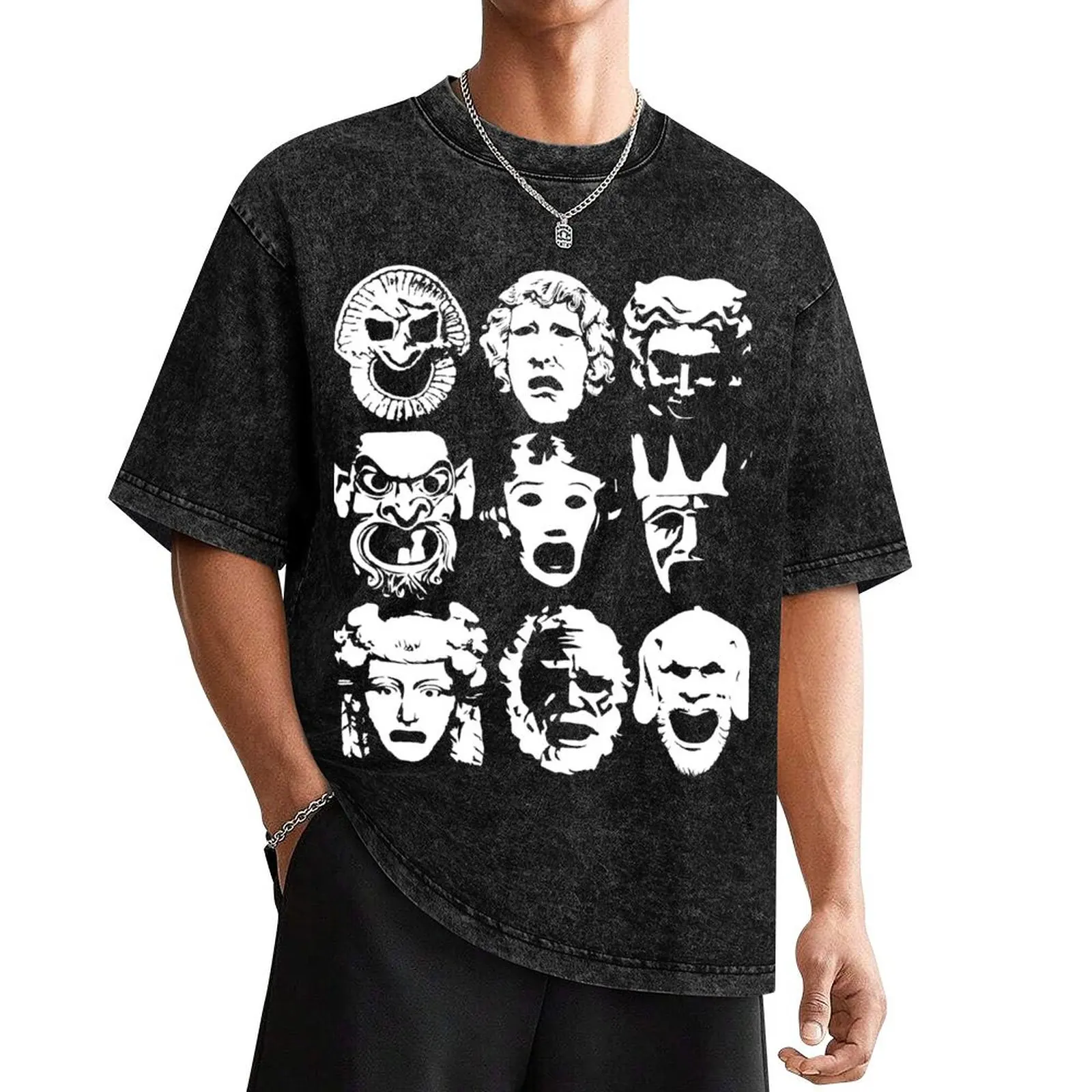 

Tragedy Masks T-Shirt funny costumes oversized graphic tee man clothes anime figures mens clothing