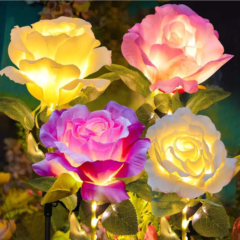 LED solar lawn ground-inserted lamp, waterproof large rose lamp, outdoor villa garden decorative lamp, courtyard lamp