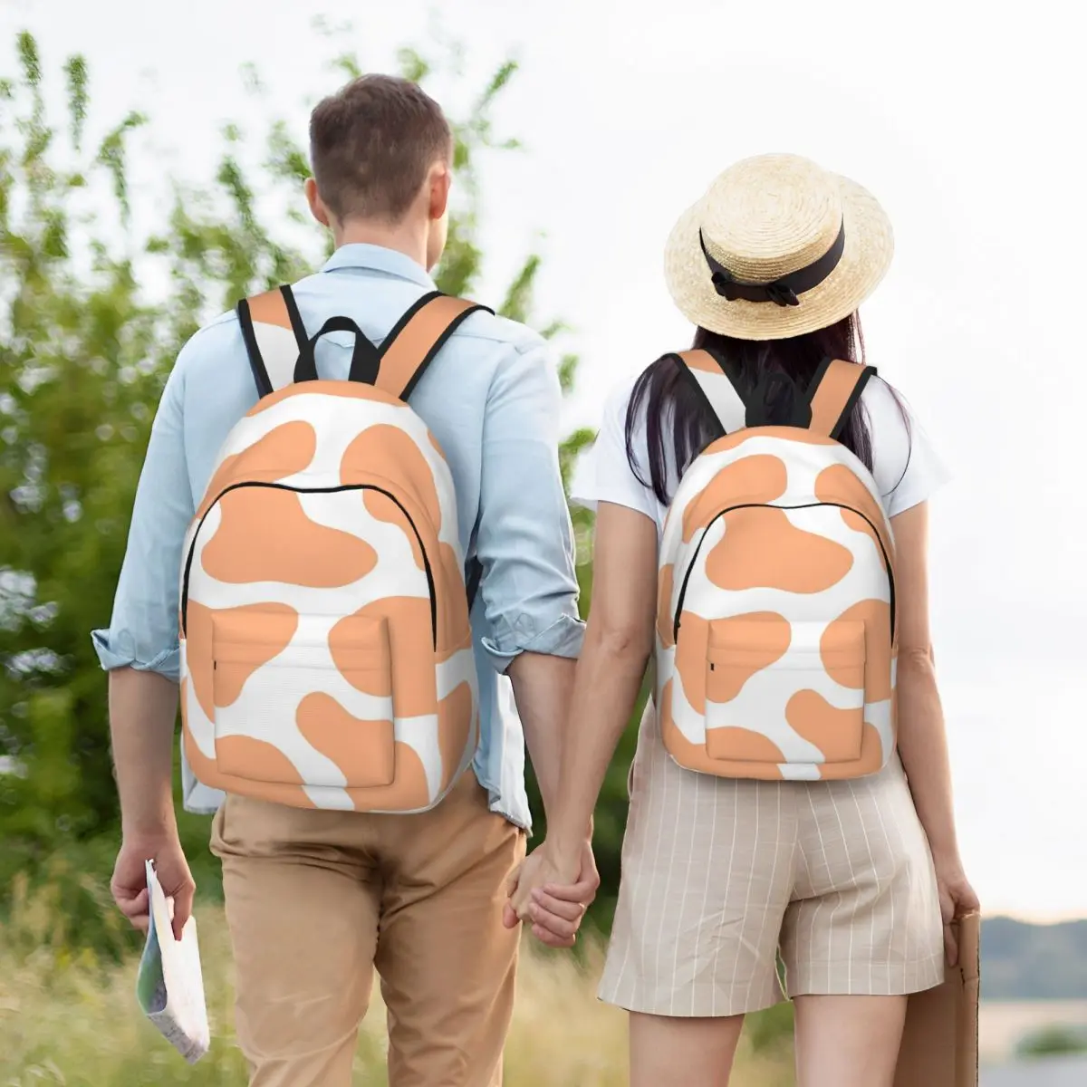 

Orange Cow Pattern Backpack Student BookBag Kids School Bag Computer Shoulder Bags for Boys Girls