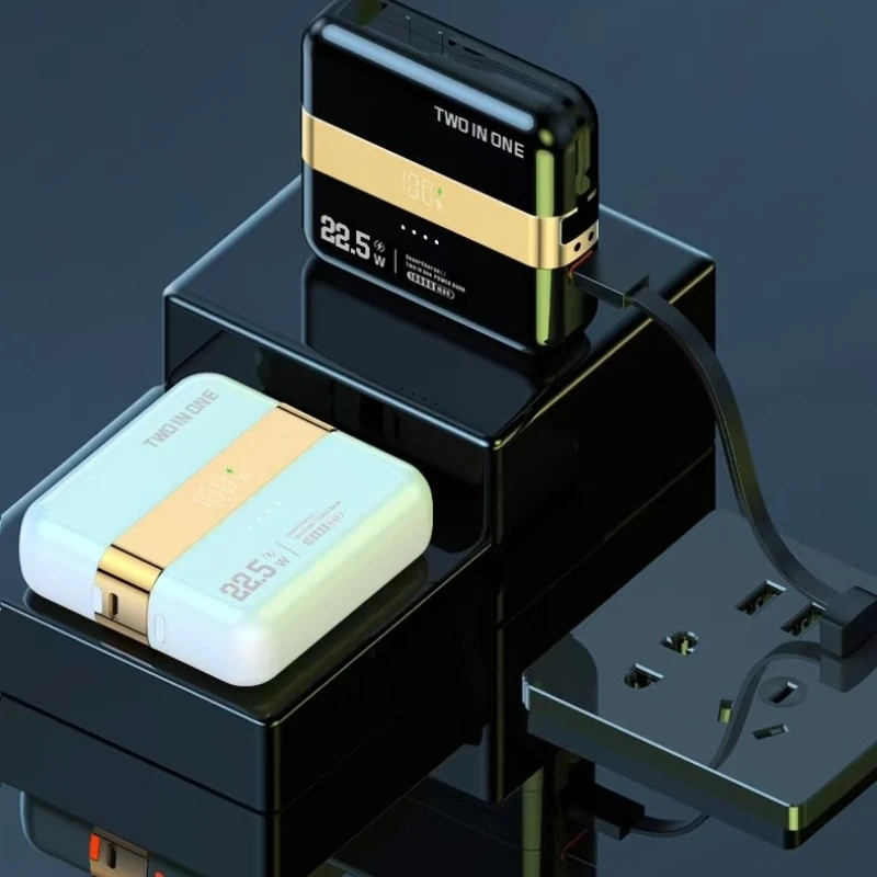 100% New Two in One Magnetic Separation Super Fast Charging with Built-in Cable 10000mAh Power Bank Mobile Battery