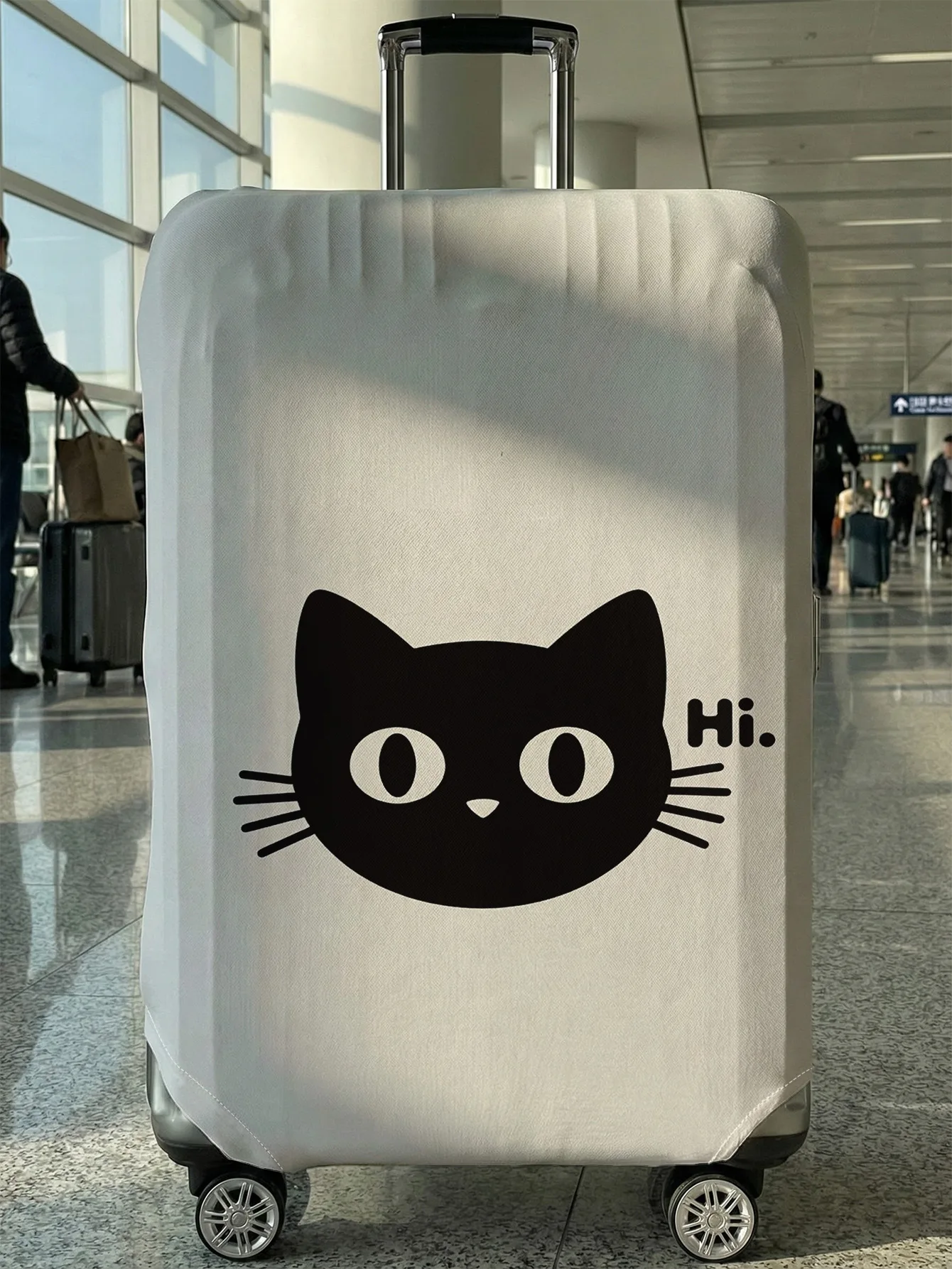 

Минималистичный чехол для багажа с принтом «Черная кошка» и надписью «Hi», подходит для чемоданов 18-32 дюймов, чехол-накладка на ручку чемодана, дорожные аксессуары