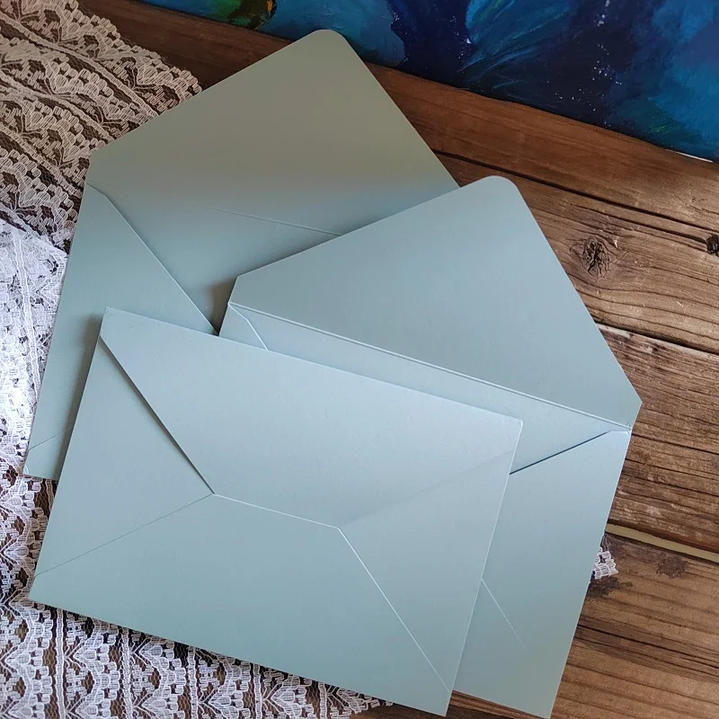 50x Dusty Blue Invitation Envelopes,thickness 250gsm,Shiny Pearl Paper