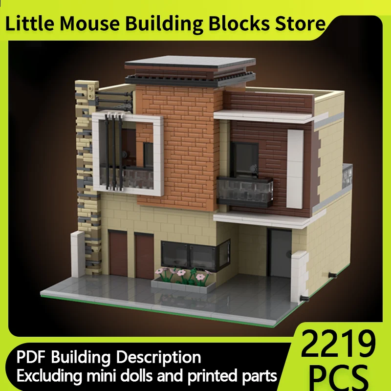 

City Street View Model MOC Building Bricks Modern Residential House Modular Technology Gifts Holiday Assemble Children Toys Suit