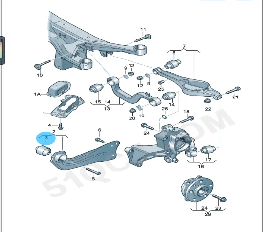 Rear Control Arm Axle Guide Wishbone Rubber Bush Bushing For Audi A1 Q3 A3 TT VW Golf Jetta Touran Tiguan SKoda Seat 1K0505541D