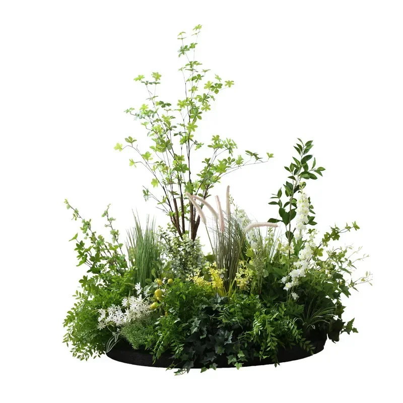 Simulated plant set Garden scene Floor-to-ceiling fake green plant Staircase window Landscape interior