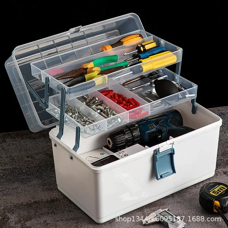 Portable Multifunctional Tool Box Hardware Storage Large Capacity Electrician Maintenance Toolbox Hardware Set Sorting Box