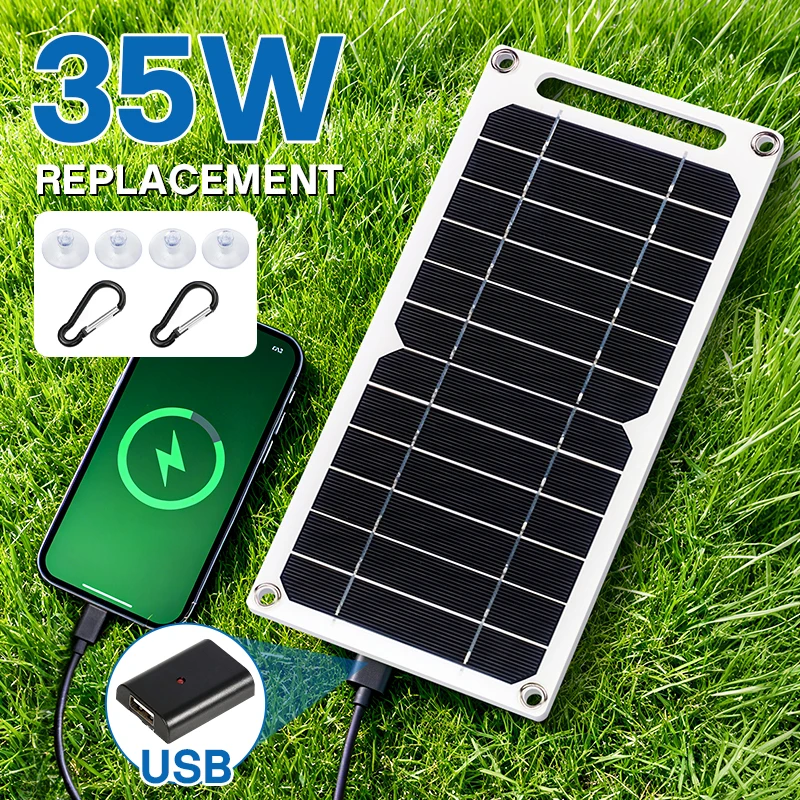 35W Sunpower Portable Solar Panel 5V Solar Plate With USB Safe Stabilize Charger For Power Bank Phone Outdoor Camping Home RV