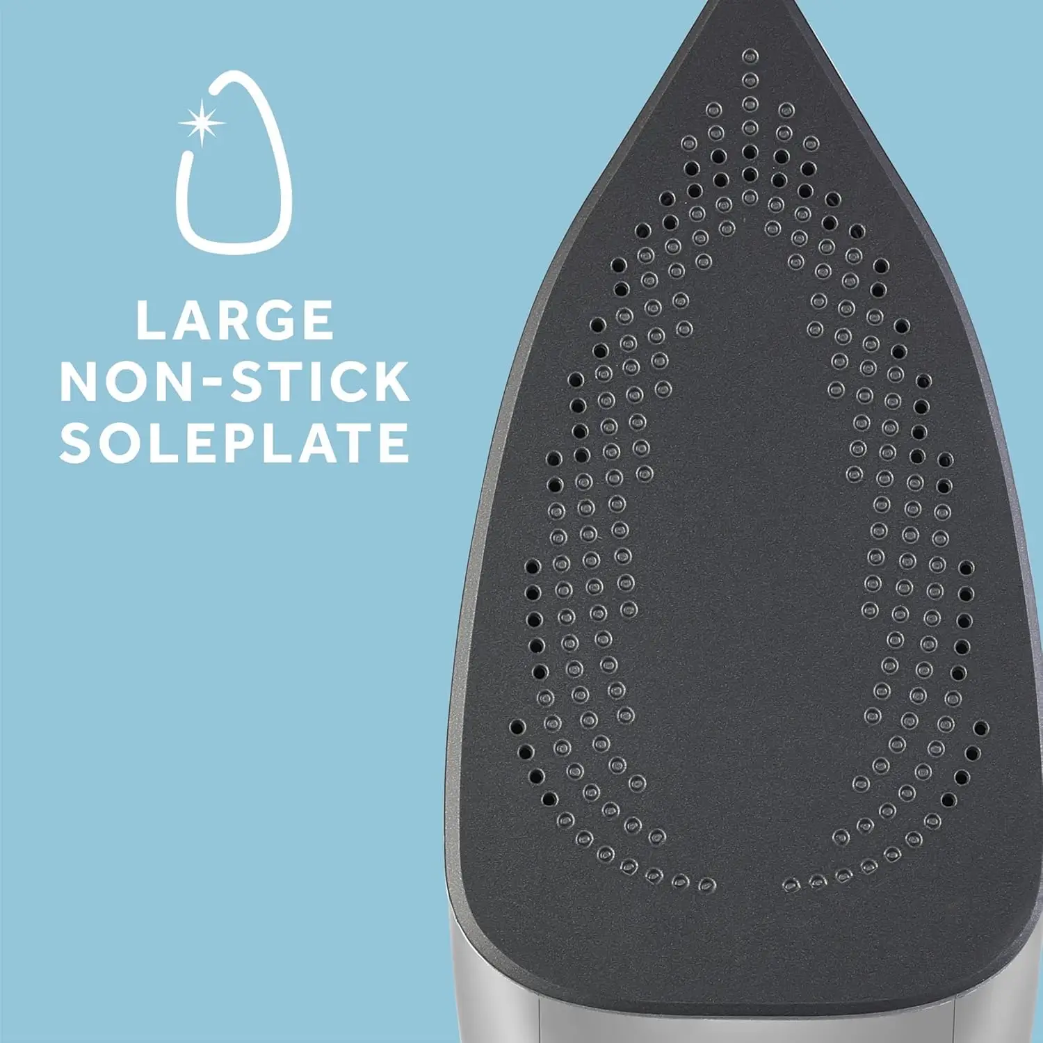 1700W スチームアイロン、8フィートコード、可変温度、ノンスティックソールプレート、デュアルスプレー、自動オフ、ブルー＆ホワイト