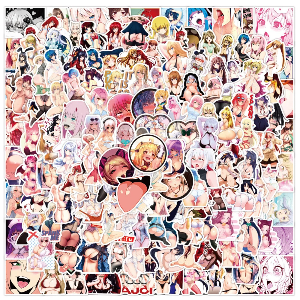 10/30/50/100/150pcs Sexy Girls Anime Stickers Waifu Hentai Stickers Laptop Skateboard Car Luggage Motorcycle Waterproof Decals