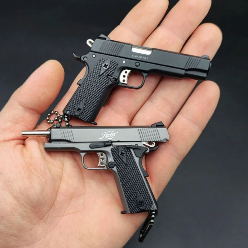 2026 For PUBG 1:3 Alloy Kimber 1911 Mini Pistol Gun Car Keychain Pendant Detachable Cars Key Rings Chain