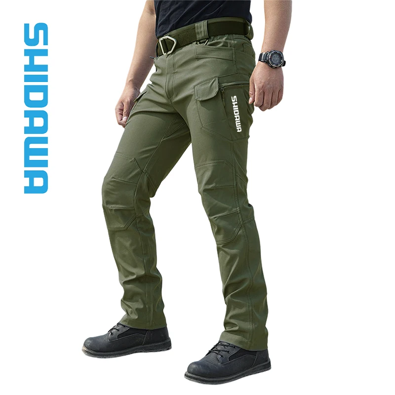 Spring Summer Men's Tactical Fishing Pants Breathable Elastic Mountaineering Pants Outdoor Multi Pocket Waterproof Camping Pants